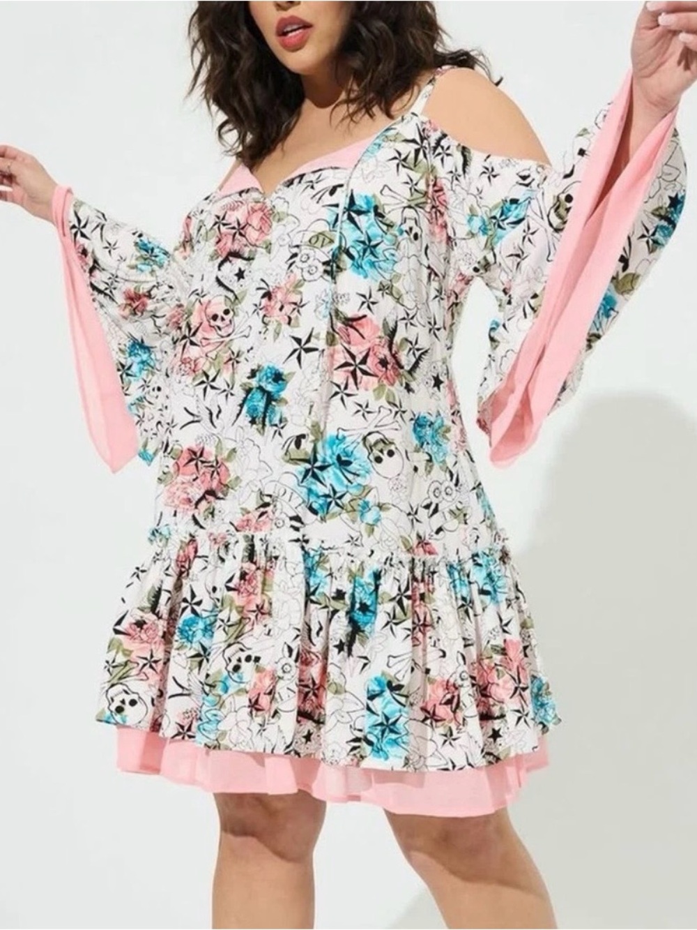 Betsey Johnson x Torrid Mini Challis Cold Shoulder Dress
